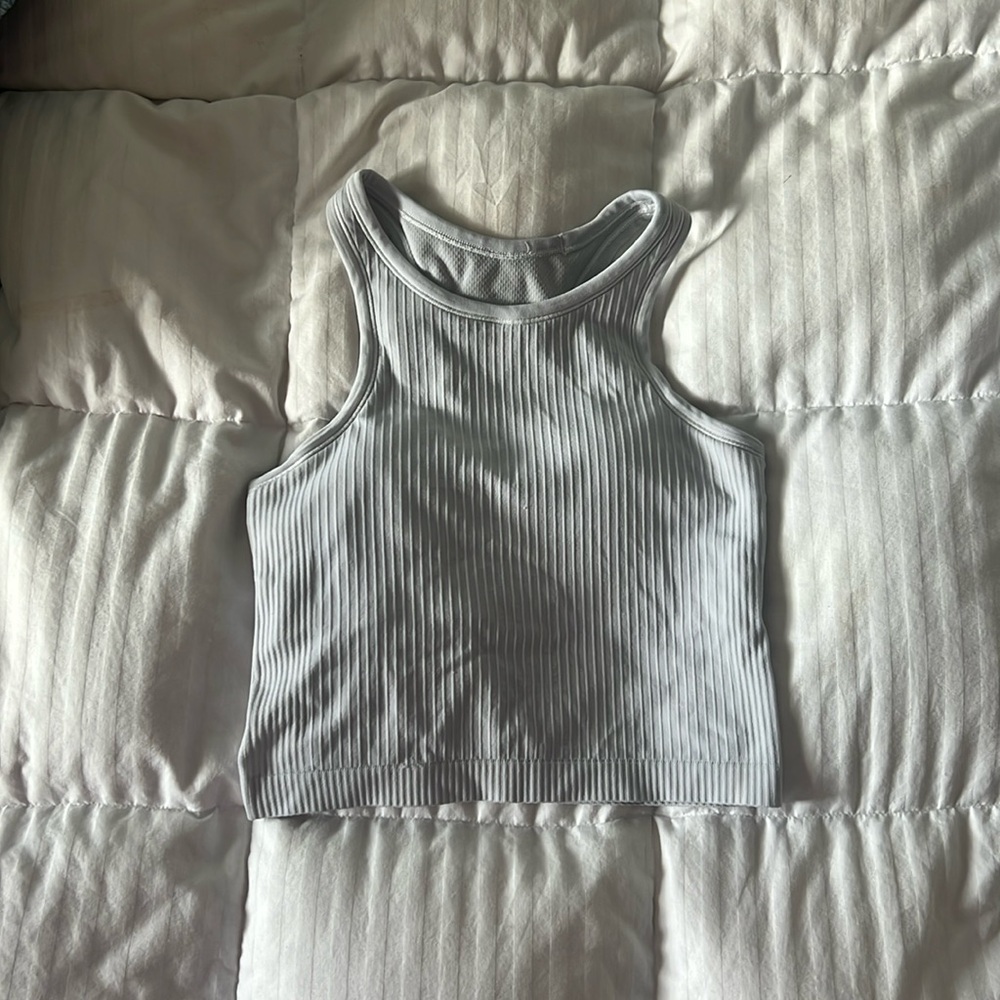 Lululemon Ebb to street cropped racerback tank top in white: size 4